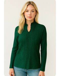 Pollari Emerald Green Pleated Long Sleeve Top – Size 
Green Pleated Blouse